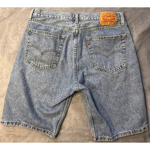 Levi's 505 Jean Blue Denim Short 36 Jorts USA Classic Vintage Light Wash Grunge